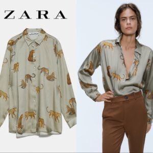 zara leopard button down
